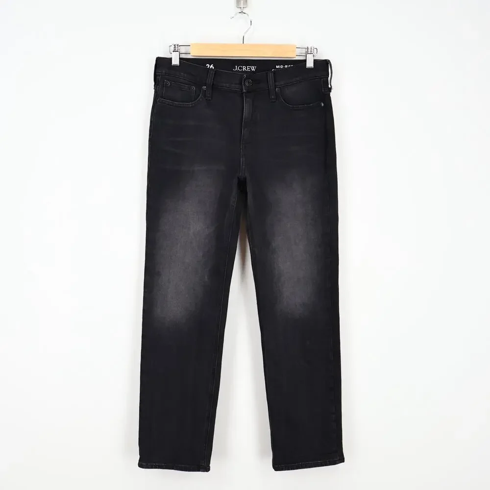 J.Crew Mid Rise 90s Classic Straight Fit Jean Charcoal Wash Size 26 NWOT